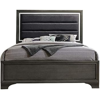 Amazon Com Carina Upholstered Panel Bed Queen Chocolate Wood