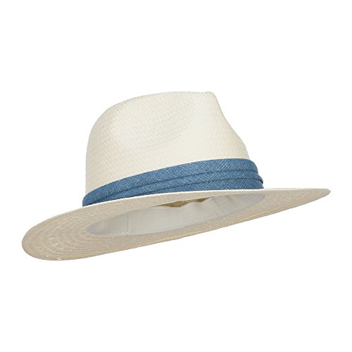Toyo Fedora Hat with Color Band - Cream Denim OSFM