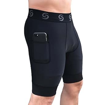 workout compression shorts with phone pocket