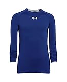 Under Armour Boys' HeatGear Armour Long Sleeve Fitted Shirt, Royal/White, Youth Large