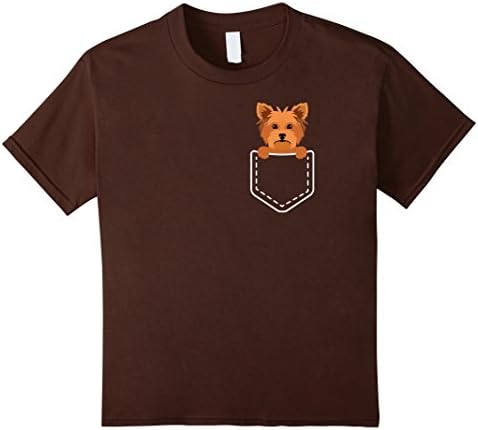 Kids Yorkie in Pocket Shirt Yorkshire Terrier Funny T-Shirt 2017 10 Brown