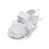 Delebao Baby Girl Infant Baptism Dance Ballerina Slippers with Bow Ribbon