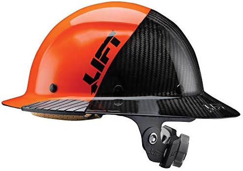 Raise Security Dax Fifty 50 Full Brim Carbon Fiber Hardhat, Orange