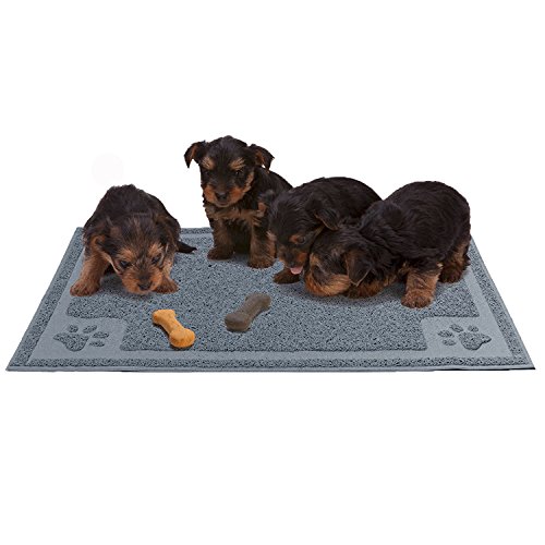 H&ZT Pet Feeding Mat,Pet Bowl Mat for Dogs and Cats,Non-Slip Absorbent Waterproof Dog Food Mat (35"x24", Grey) - Thumbnail 5