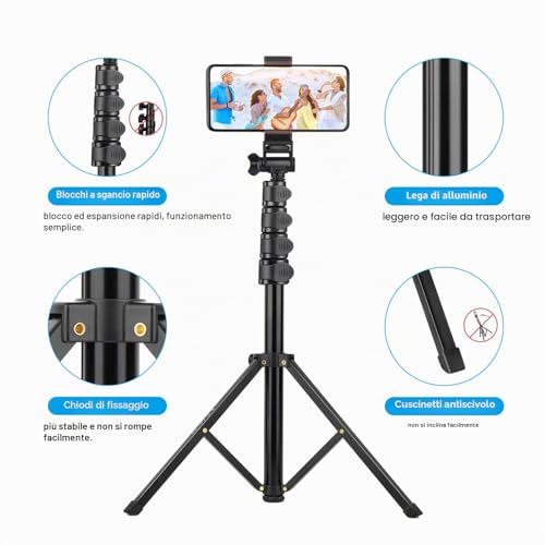 Victiv Smartphone Tripod Aluminium 172 cm, Smartphone Kickstand with Remote Control and Mobile Phone Holder, Selfie Stick Tripod Compatible with iPhone 17/16/15/14/13/12 Pro Max