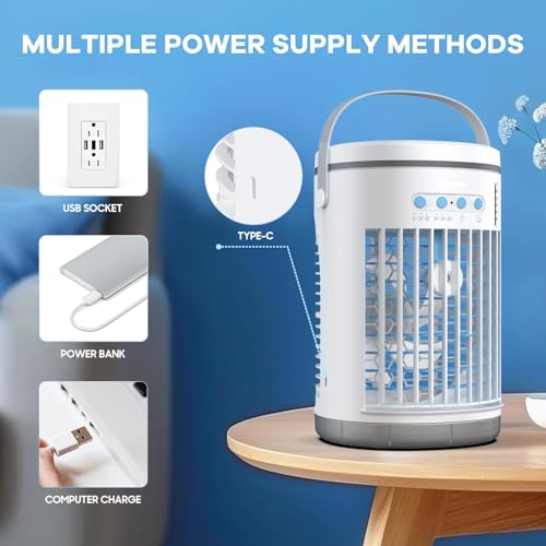 Portable Air Conditioners, 1400ML Mini Air Conditioner Evaporative Personal Cooler Humidifier with Remote, 3 Speeds Mini AC Desktop Cooling Fan for Home Office Bedroom