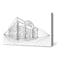 Canvas Wall Art Construction Sketches Canvas Prints Home Artwork Decoration for Living Room,Bedroom - 12x18 inches