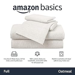 Amazon Basics Cotton Jersey 4-Piece Bed Sheet