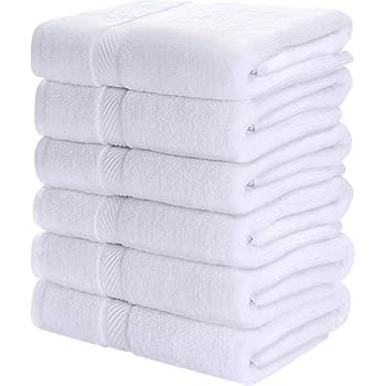 Utopia Towels Cotton Towels,White, 22 x 44 Inches Towels for Pool, Spa, and Gym Lightweight and Highly Absorbent Quick Drying Towels, (Pack of 6)