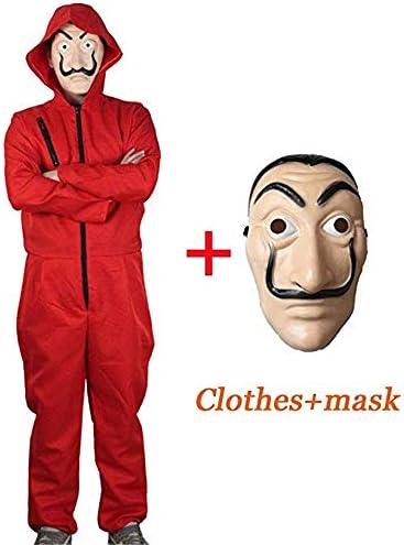 Unisex The Paper House La Casa De Papel Costume Hoodie for Halloween Coverall Jumpsuits with Mask