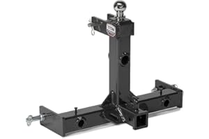 Titan Attachments 3 Point Gooseneck Tractor Trailer Hitch - Fits Category 1 Tractors, Charcoal Finish, 2" Receiver Hitch, 2 5/16" Gooseneck Ball