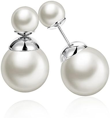 Prestep Small and Big Simulated Pearl Backs Earrings (White 2)
