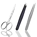 Tweezers Set Professional Stainless Steel Slant Flat Pointed Tip Precision Tweezers and Eyebrows Scissors,Perfect for Ingrown Hair Splinters Nose Hair and Eyebrows by Fairyland,Pack of 3