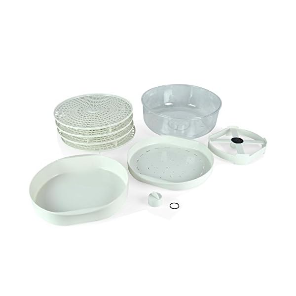 NutriChef-3-in-1-Food-Dehydrator-Steamer-Cooker-Electric-Kitchen-Dehydrator-Jerky-Maker-Dried-Fruits-Steam-Rice-White-color-PKFDSRC10WT