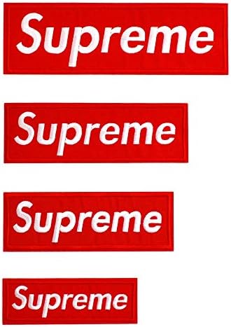 4 Pack Supreme Patches Sew on or Iron on Multi Size Patch Embroidered DIY Applique Badge Decorative (Red)