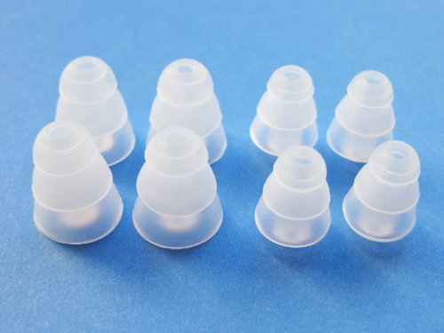 8 pcs : 4 Large (L) and 4 Small (S) Clear Triple Flange Earbuds Eartips Set for Etymotic etyBLU2, ER-4, hf5, hf3, hf2, mc5, mc3, mc2, and ETY kids In Ear Stereo Earphones Headset