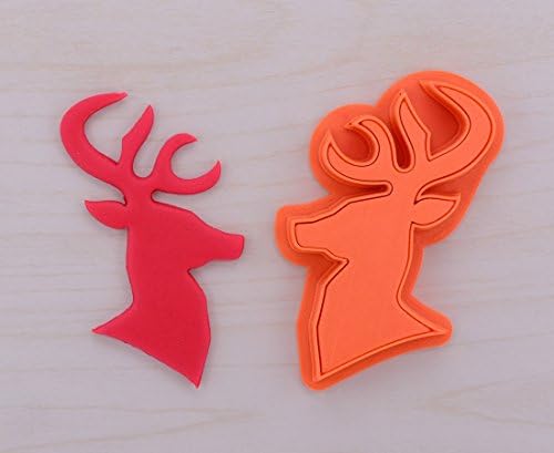 Deer Head Cookie Cutter with Plunger 100 (1.1 x 2 inches)