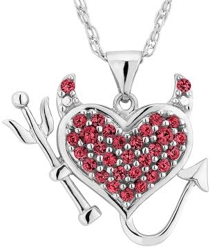 Created Ruby Devil Heart Pendant Necklace 2/5 Carat (ctw) in Sterling Silver with Chain