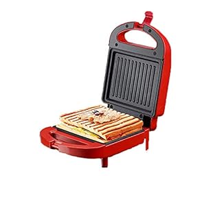 Breakfast Sandwich Maker, Household Waffle Maker Multifunctional Double-Sided Heating Toast Press Toaster Panini Toaster Quiche Gift-Red