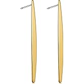 Long Bar Earrings for Women - Simple Minimalist Vertical Bar Stud Earrings for Women in Gold Tone or Silver Tone