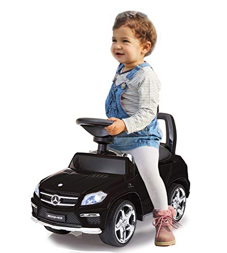 JAMARA 460435 - Rutscher Mercedes-AMG GL 63 - Kippschutz, Kofferraum unter der Sitzfläche, Licht vorne und hinten Hupe am Lenkrad, Startknopf mit Motorsound, Kunstledersitz, schwarz – Bild 3