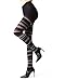 MeMoi Lulea Striped Sweater Tights - Fun Winter Legwear for Women Black MF6 116 Small/Medium