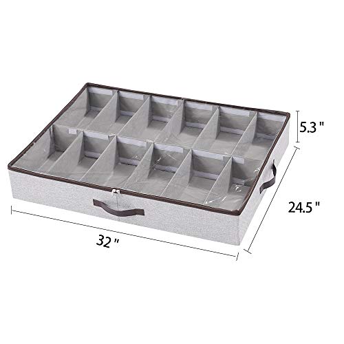 HOONEX Under Bed Shoe Storage Organizer with Adjustable Dividers, Shoe
