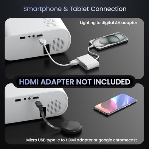 HOMPOW Projector, Native 1080P Full HD Bluetooth Projector with Speaker, 9500 Lumens Outdoor Portable Movie Mini Projector Compatible with Laptop, Smartphone, TV Stick, Xbox, PS5