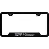 Au-TOMOTIVE GOLD INC. Officially Licensed Cadillac License Plate Frame | Au-Tomotive Gold Plate Frame for Cadillac New Logo Stainless Steel Black