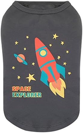 Pet Favorite Space Explorer Dark Grey Breathable Tank Tops Dog Shirt Small