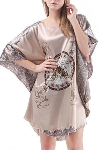Betusline Women's Sexy Silk Blend Robe Wrap Dress Gown Bath Sleepwear Pajamas,Gray,One Size