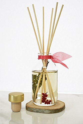 LOVSPA Joy Winterberry Spruce Luxury Reed Diffuser Oil Set | Wood Coaster Included | Cedar, Balsam, Berries and Spice Scented Oil | Rustic Winter Home Decor ~ Liquid Potpourri