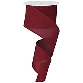 Craig Bachman 2.5" x 10 Yards Royal Burlap Ribbon with Wired Edge, Rich Burgundy Trim, Professional Grade Faux Jute for Wreaths, Bows, Garlands, Fall Harvest &amp; Holiday Decor (RG127905)