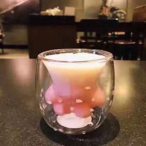 Amiubo Cat Claw Mug [2019 Newest], Double Wall Cat Paw Coffee Mug, Cat Foot Cup Sakura 6 Oz Pink, Novelty Gift for Friends and Girlfriends