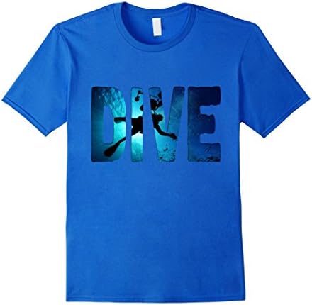 Men's Scuba Diving: Divers Shadow Deep Swim t-shirt blue &amp; black XL Royal Blue