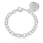 Botrong Women Ladies Bangle Chain Bracelet Jewelry Silver Crystal Cuff Charm