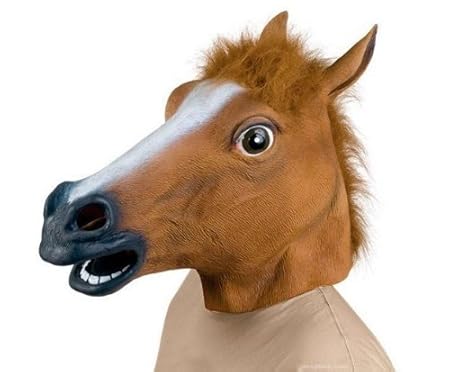 Bingsale Pferdemaske für Halloween Maske latex Tiermaske Pferdekopf Pferd Kostüm (Braun)