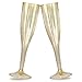 Plastic Champagne Flutes Gold Glitter 50pc ~5oz/130ml Disposable Plastic Wine Glasses - Perfect as Wedding Toast Flutes & Birthday Party Booster