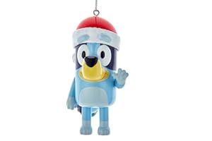 KURT S. ADLER Bluey with Santa Hat Blow Mold Christmas Ornament 3.3 Inch – Official Bluey Holiday Tree Decoration | Kids Christmas Ornament, Collectible Gift, Durable Plastic Holiday Décor Keepsake
