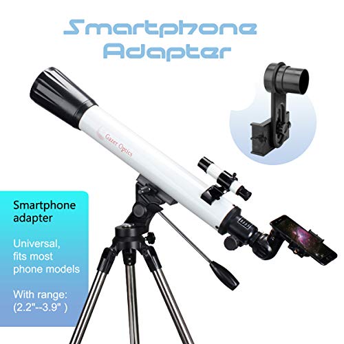 GazerOptics 70mm Refractor Telescope for Astronomy Beginners, Comes with Achromatic Optical System, Steady Tripod and Smartphone Adapter - Perfect for Manual Slow-Motion Celestial Tracking and Imaging