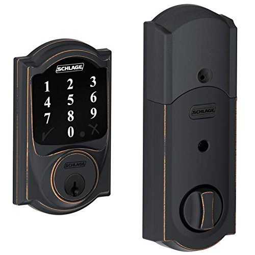 (New Model) Schlage Connect Camelot Touchscreen Deadbolt with Z-wave Technology and Extra Key BE468-2K (Aged Bronze)