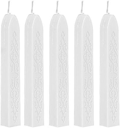 Seal Wax 5 Pcs RALMALL Totem Fire Manuscript Sealing Seal Wax Sticks with Wicks Cord Wick Sealing Wax For Postage Letter Retro Vintage Wax Seal Stamp (White)