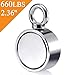 Uolor Double Side Round Neodymium Fishing Magnet, Combined 660 LBS Pulling Force Ultra Strong Neodymium Magnet with Eyebolt for Magnet Fishing and Retrieving in River - 2.36