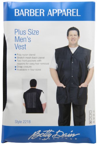 A Size Above Big & Tall Vented Mesh Back Barber Vest, Black, 4X