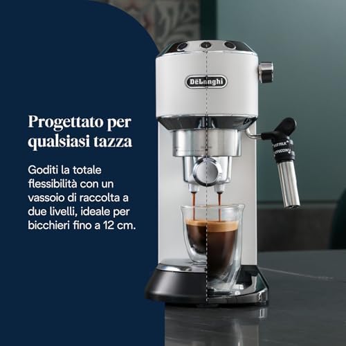 Dedica EC685.W Macchina da Caffè Espresso Manuale e Cappuccino, Caffè in Polvere o in Cialde E.S.E., 1350 W, Bianco
