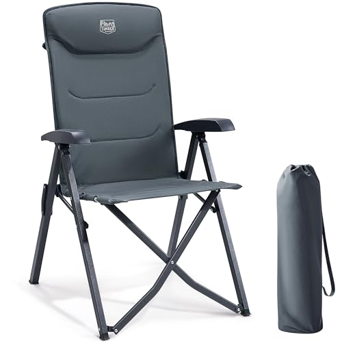 TIMBER RIDGE Campingstuhl Faltbar Hohe Lehne mit 4 Positionen verstellbar bis 150kg Klappstuhl Camping Gepolstert Gartenstuhl Angelstuhl mit Tasche fü