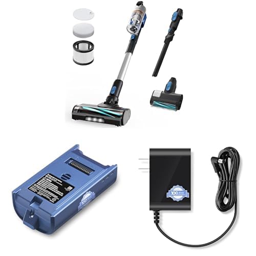 LEVOIT LVAC-300 Cordless Vacuum Cleaner & Replacement Battery & Charger, Up to 120 Mins, Powerful Suction, Tangle-Resistant Design, for Carpet, Hard Floor, Pet Hair