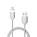ZRSE 4th Generation 6 Feet Magnetic Braided USB Charging Cable for iPhone 5, 5c, 5s, SE, 6, 6 Plus, 6s, 6s Plus, 7, 7 Plus (silver-3-pack)