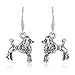 925 Oxidized Sterling Silver 3-D Poodle Dog Pet Lover Dangle Hook Earrings 1.1