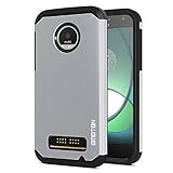 OMOTON Moto Z Play Case - Dual-Layer [Soft TPU Interior] [Durable PC Exterior] Shock Case For Motorola Moto Z Play Droid, Silver